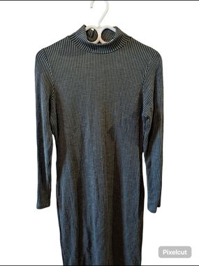 Caution To The Wind Women's Ribbed Turtleneck Dress Green